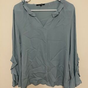 Kobi Halperin Green Ruffled Long Sleeve Blouse
